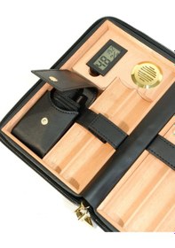 Resim Cohiba Dahili Çakmak Siyah Deri Puro Taşıma Çantası & Seyahat Humidoru 71846080 