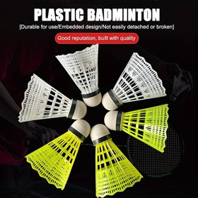 Resim 6 Paket Dayanıklı Naylon Badminton Shuttlecocks, Yüksek Performanslı PA Malzemesi, Açık Hava Eğitimi Spor Ekipmanı, Beyaz ve Sarı 