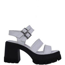 Resim Albishoes Albini 26y10883 Hakiki Deri Topuklu Kadın Sandalet Beyaz 