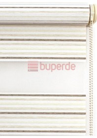 Resim Buperde Krem Kahve Beyaz Renkli Pilise Pliseli Zebra Stor Perde 