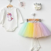 Resim Cherub Baby Petite Ponpon Baby Unicorn Tütülü Kız Bebek Mevlüt Elbisesi Doğumgünü Bebek Hediyelik Elbise 