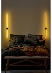 Resim Dekoratif 20w İç Mekan Siyah Kasa Amber Işık 80 Cm Duvar Aplik Pilli 1 Adet Siyah - Amber Işık 