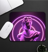 Resim Mor Renk Estetik Heykel Motifli Mouse Pad 23x19cm Fare Altlığı Kaydırmaz Taban De587 