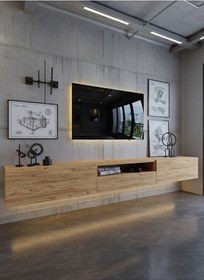 Resim Resital Ledli Duvara Monte Tv Sehpası - Çam - W6016-6 Çam 