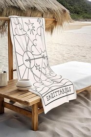 Resim Dijital Baskı Plaj Deniz Havlusu Yay Burcu Desenli Peştamal HVL0052 