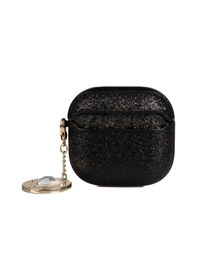 Resim Apple Uyumlu AirPods 4 Kılıf Guess Lisanslı Glitter Elmas Kalp Zincirli Kılıf Siyah 