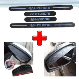 Resim Hyundai Excel Uyumlu Carbon Kapı Eşiği + Ayna Yağmur Koruyucu (552939861) 