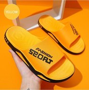 Resim Sarı Erkek Spor Terlikleri Moda Trendi Açık Plaj Ayakkabısı Nefes Kaymaz Kalın Terlik Çiftler Ev Flip Flop Sarı 