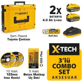 Resim Sgs 5450 Kömürsüz Akülü Taşlama - Matkap - Kırıcı/delici 3'lü Kombo Set Çantalı 