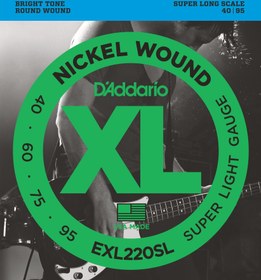Resim D'Addario EXL220SL XL Nickel Serisi Bas Gitar Tel Seti (Super Light - 40-95 - Super Long Scale) 