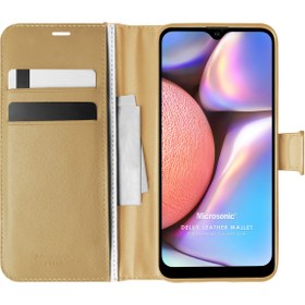 Resim Samsung Galaxy A10s Kılıf Delux Leather Wallet Gold 