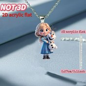 Resim 2D Düz, Frozen Elsa Akrilik Kolye Kadınlar İçin, Şık Kazak Zinciri Kolye Ucu, Mükemmel Doğum Günü Partisi Hediyesi, 2D Düz 