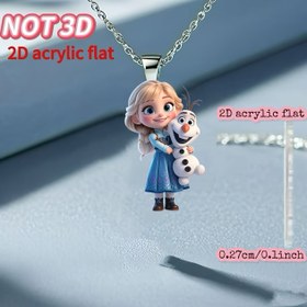 Resim 2D Düz, Frozen Elsa Akrilik Kolye Kadınlar İçin, Şık Kazak Zinciri Kolye Ucu, Mükemmel Doğum Günü Partisi Hediyesi, 2D Düz 