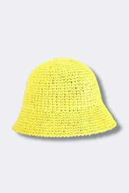 Resim BAHELS İthal Yellow Örgü Bucket Hasır Şapka 