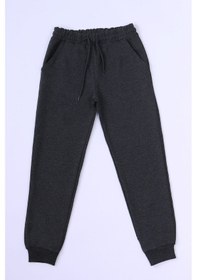 Resim Hçm Çocuk Unisex Okul Eşofman Altı Ribanalı C8 Koyu Gri 