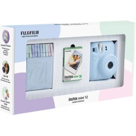 Resim Fujifilm Instax Mini 12 Mavi Fotoğraf Makinesi 10'lu Film ve Mandal Bundle Box 