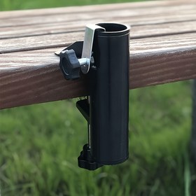 Resim Ayarlanabilir Patio Şemsiye Tutucu - Açık Hava Masa, Bahçe, Avlu ve Balkon için Çok Yönlü Siyah Demir Standı | Pürüzsüz Bitişli Güvenli Destek, Balkon Korkusuz Askı Montajı, Açık Hava Masa Aksesuarı İçin İdeal | Şık Bitiş | Dayanıklı Açık Hava Standı, Şemsiye Standı 