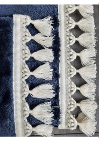 Resim Elite Gri Ponpon Saçaklı Peluş 2'li Banyo Paspası Halısı Kaymaz Lacivert 