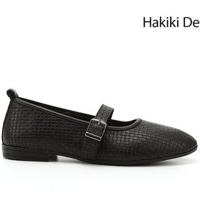 Resim Gönderi(R) Gönderi R Siyah Hasır Baskılı Mary Jane Hakiki Deri Babet Siyah 