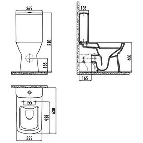 Resim Creavit Nova Rim-Off Kanalsız Duvara Dayalı Klozet Seti 4 Parça 