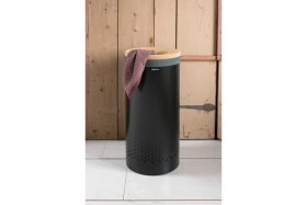 Resim Brabantia Matt Black Mantar Kapaklı Çamaşır Sepeti 35 Lt 