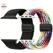 Resim Gaojunshop01 2 Adet Manyetik Kilitli Örme Kayış İwatch 42mm 44mm 45mm 46mm 49mm Seriler İçin 