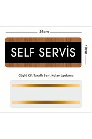 Resim zafrakreklam SELF SERVİS Ofis Departman Kapı İsimliği, Yönlendirme levhası 26X10Cm SİYAH&CEVİZ 