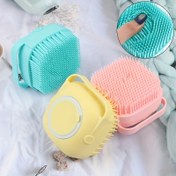 Resim Çok Fonksiyonlu Silikon Banyo Fırçası - Peeling Kılları ve Saklama Bölmesi ile Ergonomik Saplı Vücut, Duş & Ev Temizliği için - Pastel Renkler (Turkuaz, Pembe, Sarı) - Kokusuz 