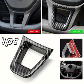 Resim 1 adet Karbon Fiber Görünümlü Direksiyon Kapak Dekoratif Sticker, Artan Tutuş ve Şık İç Mekan Geliştirme için Evrensel Uygun Plastik Aksesuar, Direksiyon Kapak | Şık Direksiyon Kapak | Dayanıklı Direksiyon Kapak 