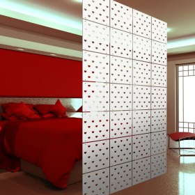 Resim Makta ® Perde Paravan | Lazer Kesim Ahşap Sarkıt Seperatör, 4'lü Panel Levha Seti 