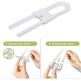 Resim Go İthalat Bebek Çocuk Çekmece Ve Dolap Koruma Raylı Güvenlik Sistemi Emniyet Kilidi Beyaz 