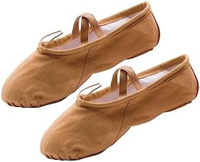 Resim LALAFINA 1 Çift Bale Ayakkabıları Terlik Kız Bale Daireler Taban Ayakkabısı Prenses ları Yoga ları Barre ları Daireler Tuval Dans ları 