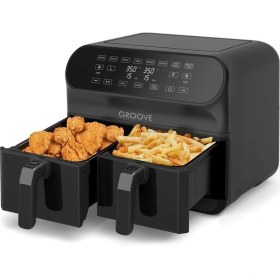 Resim Groove Max Plus Xxl 1800W (4lt+4lt) 8lt Çift Hazneli Smart Airfryer Air Fryer Yağsız Sıcak Hava Fritözü Siyah 