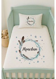 Resim %100 Pamuk İsme Özel İsimli 100x150 Cm Pike Seti Kuş Tüyü Çemberi 