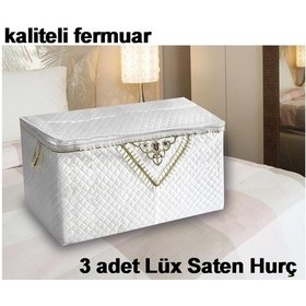 Resim 3 Adet Çeyizlik Lüx Saten Kapitone Yorgan Hurç Çok Renkli 