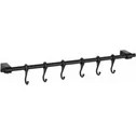 Resim Orvila Siyah Metal Mutfak ve Banyo Askısı 6 Kancalı Askı Demiri 56 cm Çubuk 