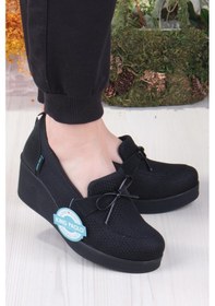 Resim Fort King Jennifer Rahat Hafif Anatomic Insole Taban Dolgu Topuk Kadın Ayakkabı Siyah 