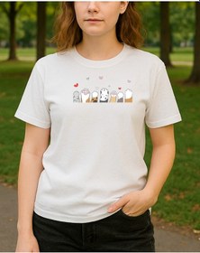 Resim Kedi Patileri Baskılı T-shirt Beyaz 