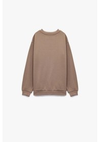 Resim Koton Erkek Çocuk Pamuklu Uzun Kollu Bisiklet Yaka Baskılı Sweatshirt Kahve 