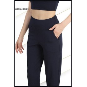 Resim Yüksek Bel Jogger Tayt Rahat Kalıp Çift Yan Cepli Spor Görünüm Trend Jogger Lacivert 106103 Lacivert 