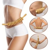 Resim 1 adet Ahşap Vücut Masaj Rulosu, Anti-Cellulit Aktivasyon Noktası Kas, Kaymaz Tutuculu ve Çekili Zımbalı, Kol, Bacak, Bacak, Glute ve Bac için 