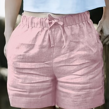 Viskon Keten Geniş Paça Kadın Şortları, Dar Kesim Yüksek Bel Sanatsal Günlük Pantolonlar, Çok Yönlü Retro Rahat Diz Boyu