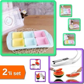 Resim Hereveoyuncak 6 Bölmeli Kahvaltılık Lüx + Karpuz Kavun Dilimleme Bıçağı - 2li Set Q5C7K9 