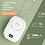 Resim 2000mAh Pil ile USB Şarj Edilebilir Taşınabilir Mini Boyun Fanı, Lanyard ile 3 Hız Ayarı, Hafif ve Kompakt Tasarım, Dış Mekan Kullanımı, Yurtlar, Ofisler ve Seyahat için Mükemmel - Beyaz, Taşınabilir Fan. 
