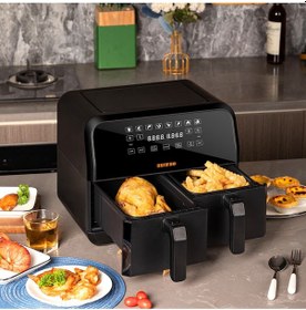 Resim Uniwho D8 Dokunmatik Ekran 8 LT (4+4) Çift Hazneli Airfryer 