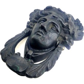 Resim Antika Tarz Dekoratif Pirinç Sezar Kapı Tokmağı, Taktak - Oksit 