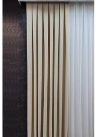 Resim Mosso Fon Perde Düz Renk Bej 