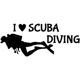 Resim I Love Scuba Diving Sticker Oto-motor-laptop-duvar-dekor 20 X 8 Cm 