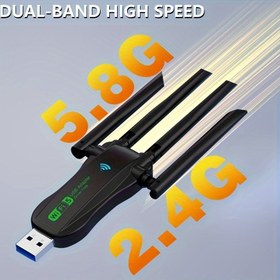 Resim Çift Bantlı WiFi USB Adaptörü - 5.8G/2.4G Çift Frekans, 1300MHz Yüksek Hızlı İnternet Erişimi, Tak ve Çalıştır, Sürücü Gerektirmez, Dayanıklı ABS Malzemesi, Wi-Fi ve USB Güç Desteği Sağlar, ≤36V Çalışma Voltajı, Tüm Mevsimler İçin Mükemmel, Tüm Mevsimler İçin WiFi Çözümü | Dayanıklı ABS Adaptörü | Tak ve Çalıştır Adaptörü, WiFi Adaptörü 