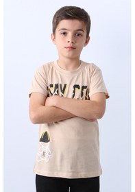 Resim Hçm Erkek Çocuk Tişört Stay Cool Baskılı Bisiklet Yaka F18 Bej 